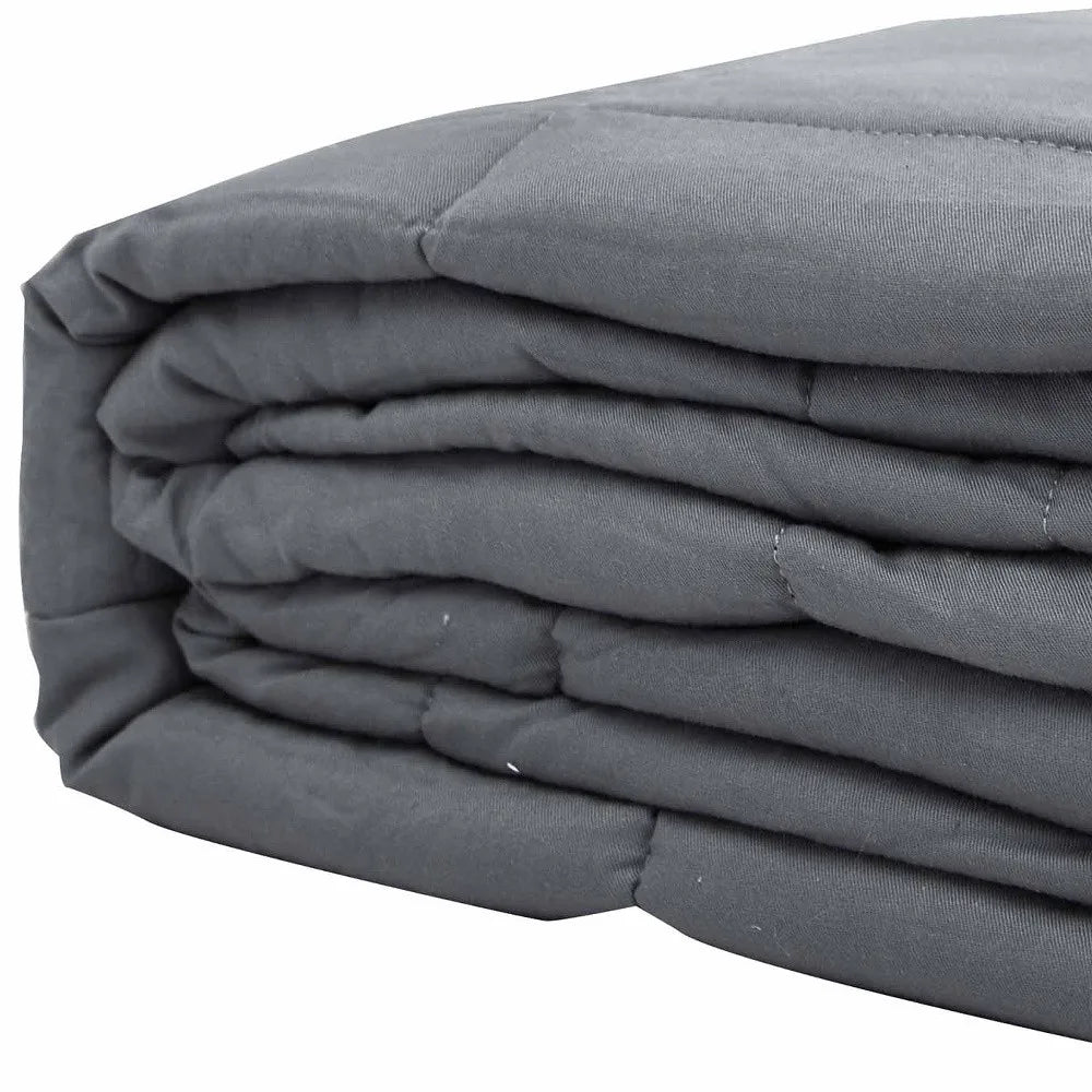 Throw Weighted Blanket 15 lbs Light Gray Quilted - image 2