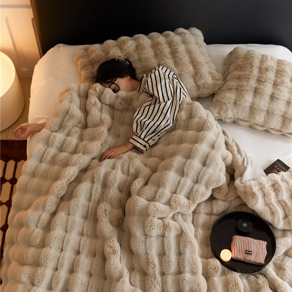 Heavy Weighted Blanket  Faux Rabbit Fleece - image 9