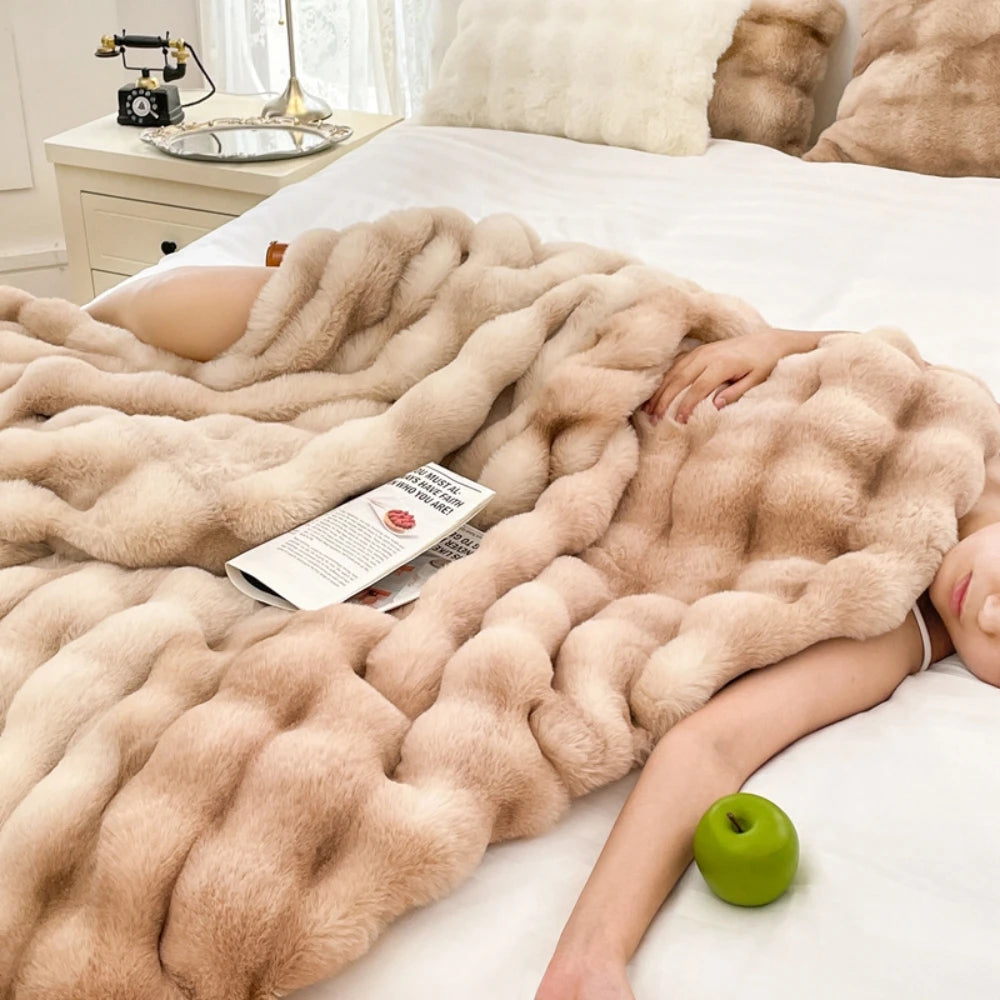 Weighted Blanket Bedspread  Faux Rabbit Fleece - 6 Lbs - image 3