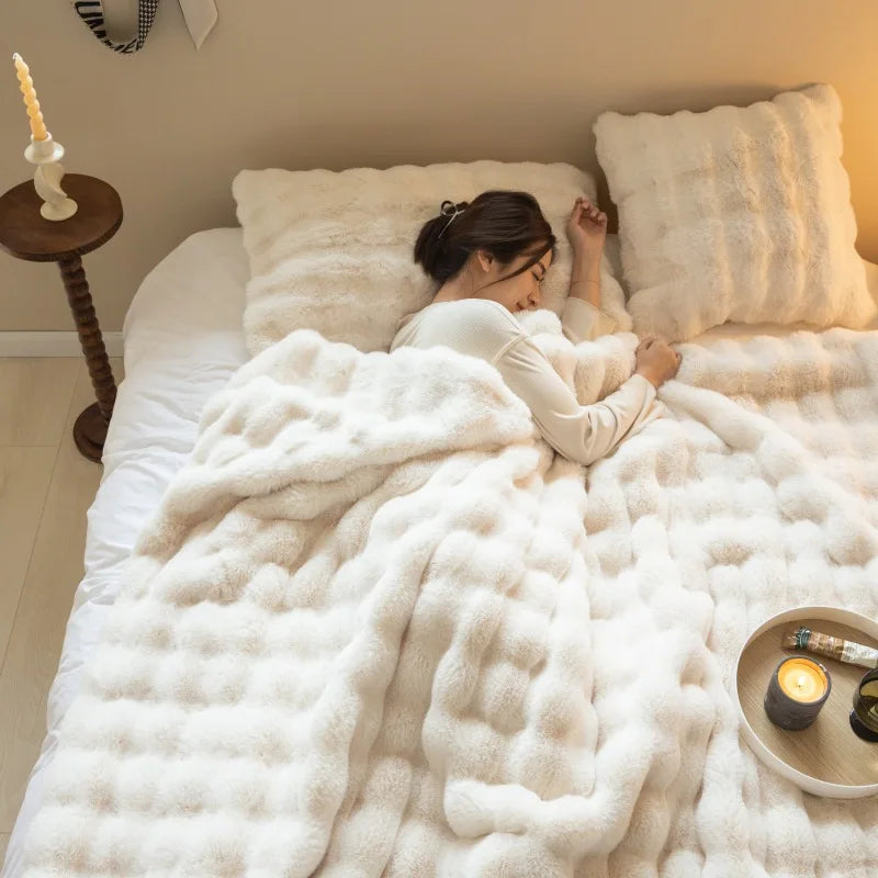 Heavy Weighted Blanket  Faux Rabbit Fleece - image 8