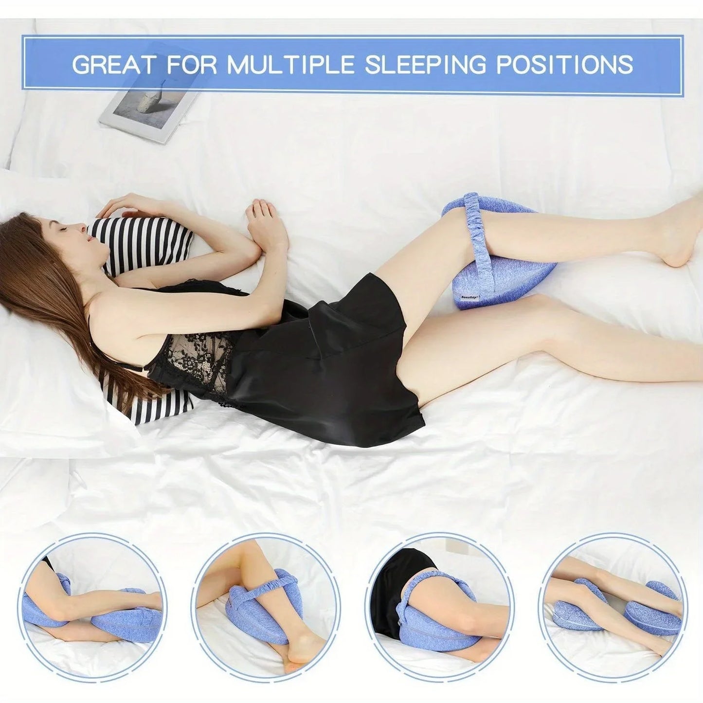 Memory Foam Knee Pillow with Side Sleeper Support - image 13