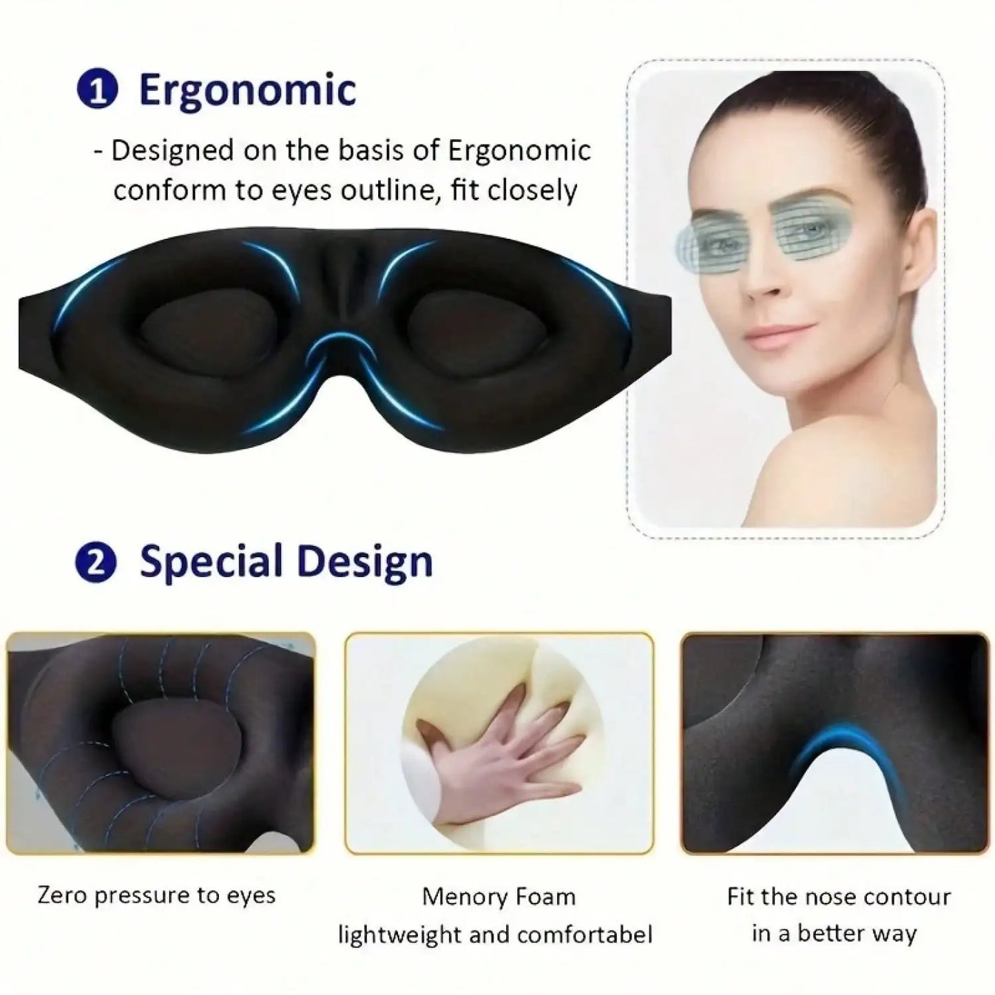 3D Sleep Mask  Light Blocking and Breathable - image 4