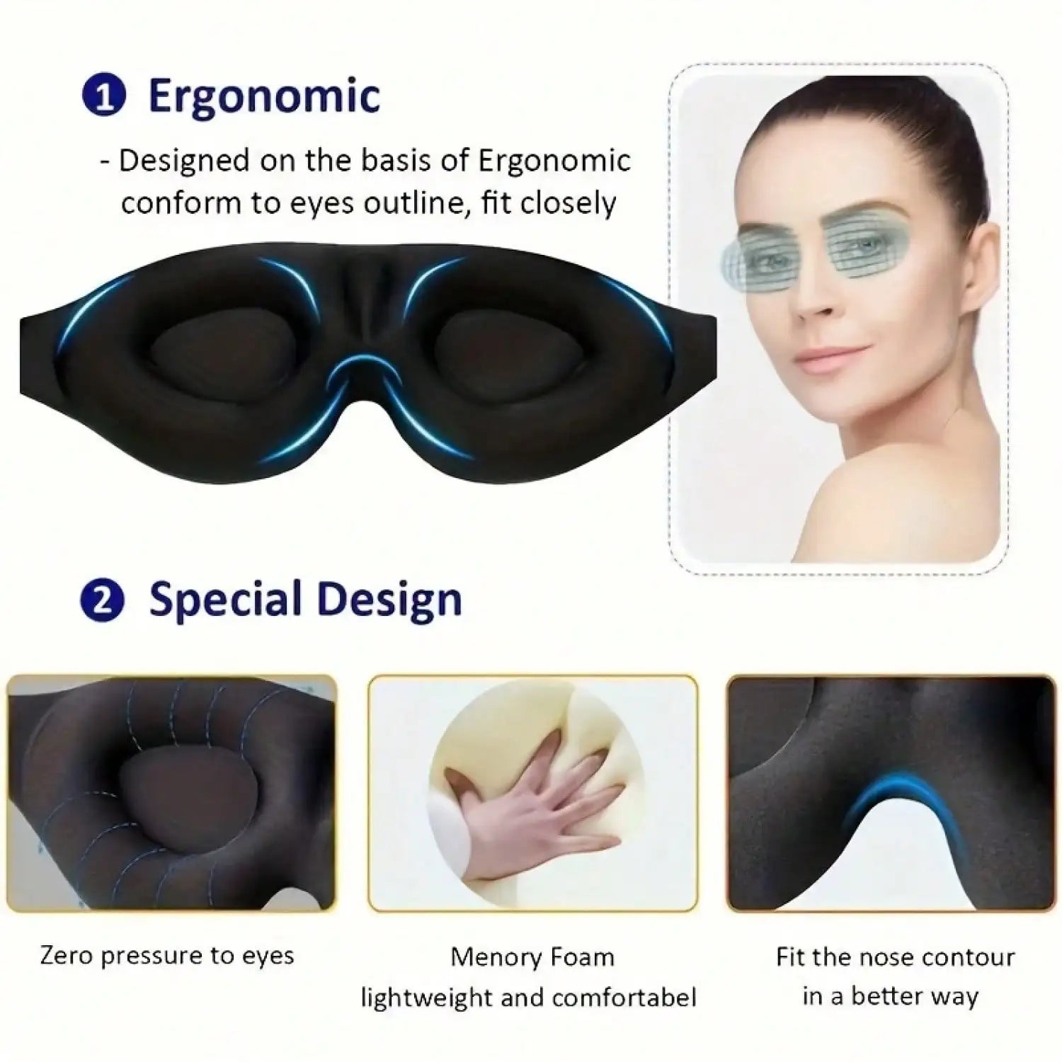 3D Sleep Mask  Light Blocking and Breathable - image 4