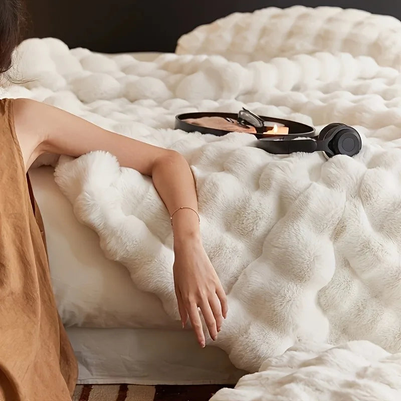 Heavy Weighted Blanket  Faux Rabbit Fleece - image 3