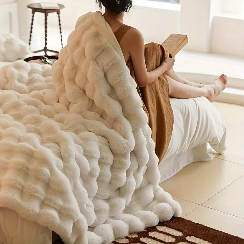 Heavy Weighted Blanket  Faux Rabbit Fleece - image 2