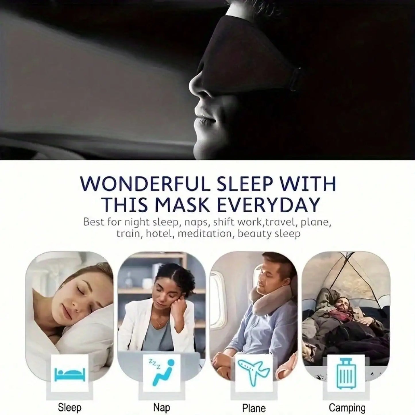3D Sleep Mask  Light Blocking and Breathable - image 3