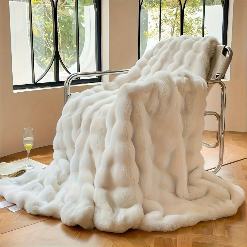 Heavy Weighted Blanket  Faux Rabbit Fleece - image 1