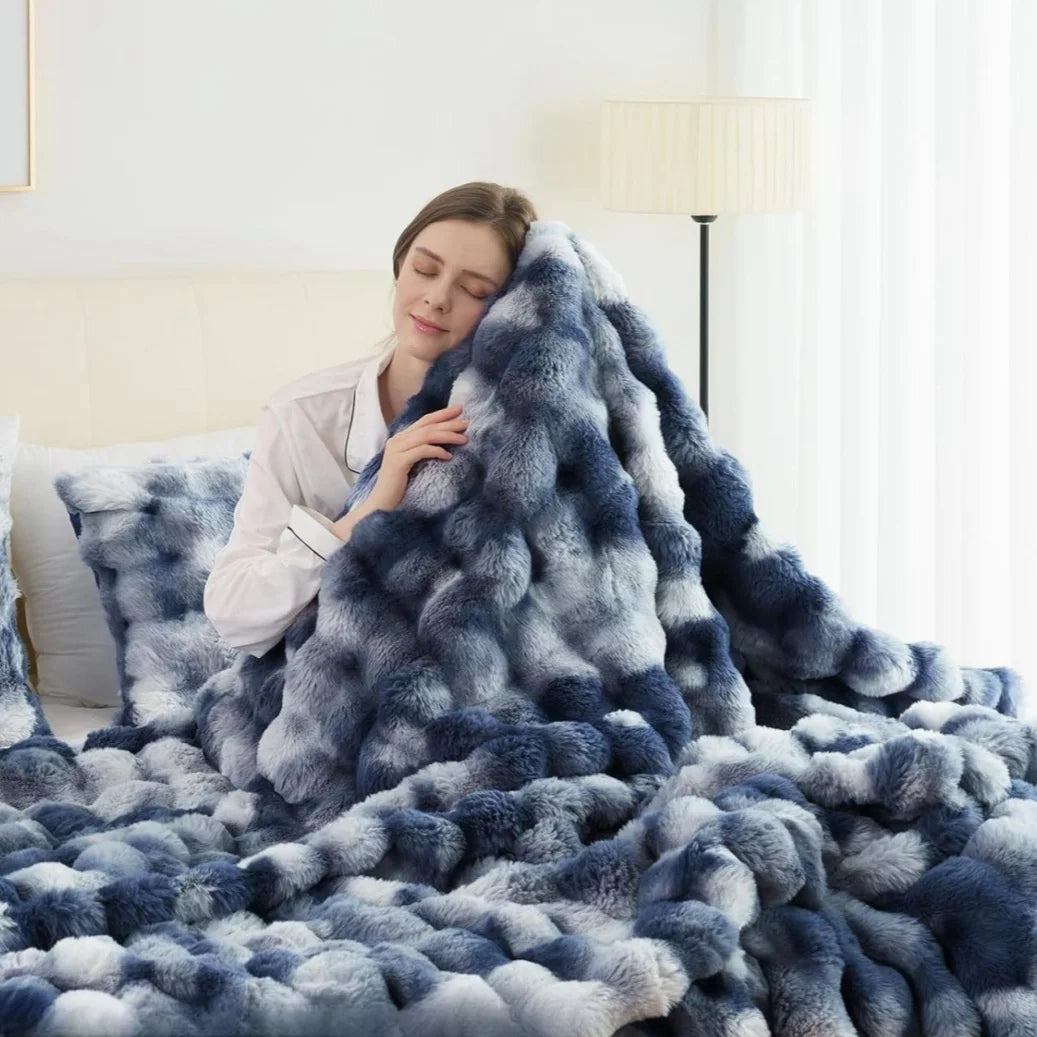 Weighted Blanket Bedspread  Faux Rabbit Fleece - 6 Lbs - image 1