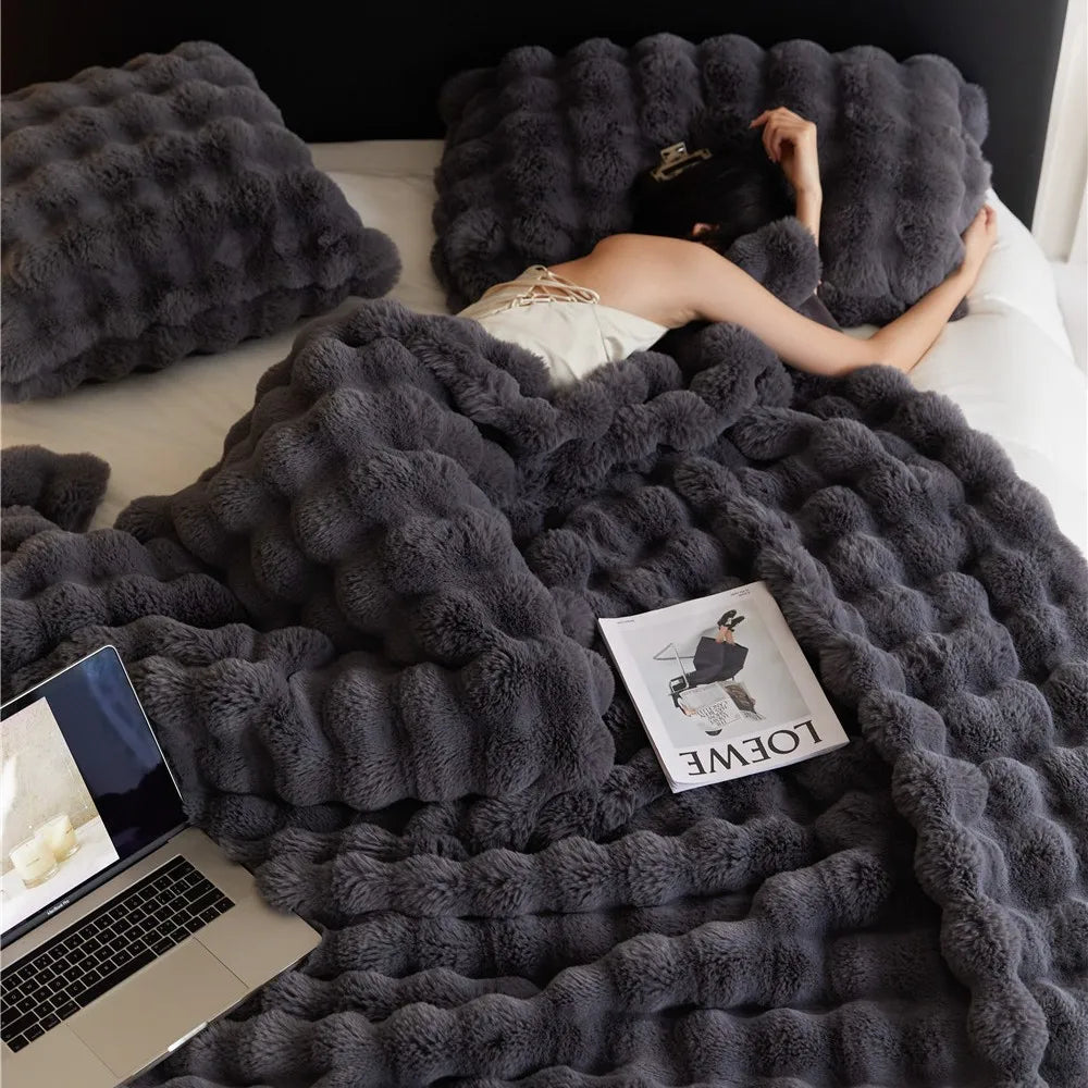 Heavy Weighted Blanket  Faux Rabbit Fleece - image 10