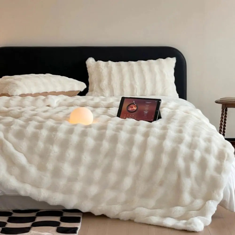 Weighted Blanket Bedspread  Faux Rabbit Fleece - 6 Lbs - image 2
